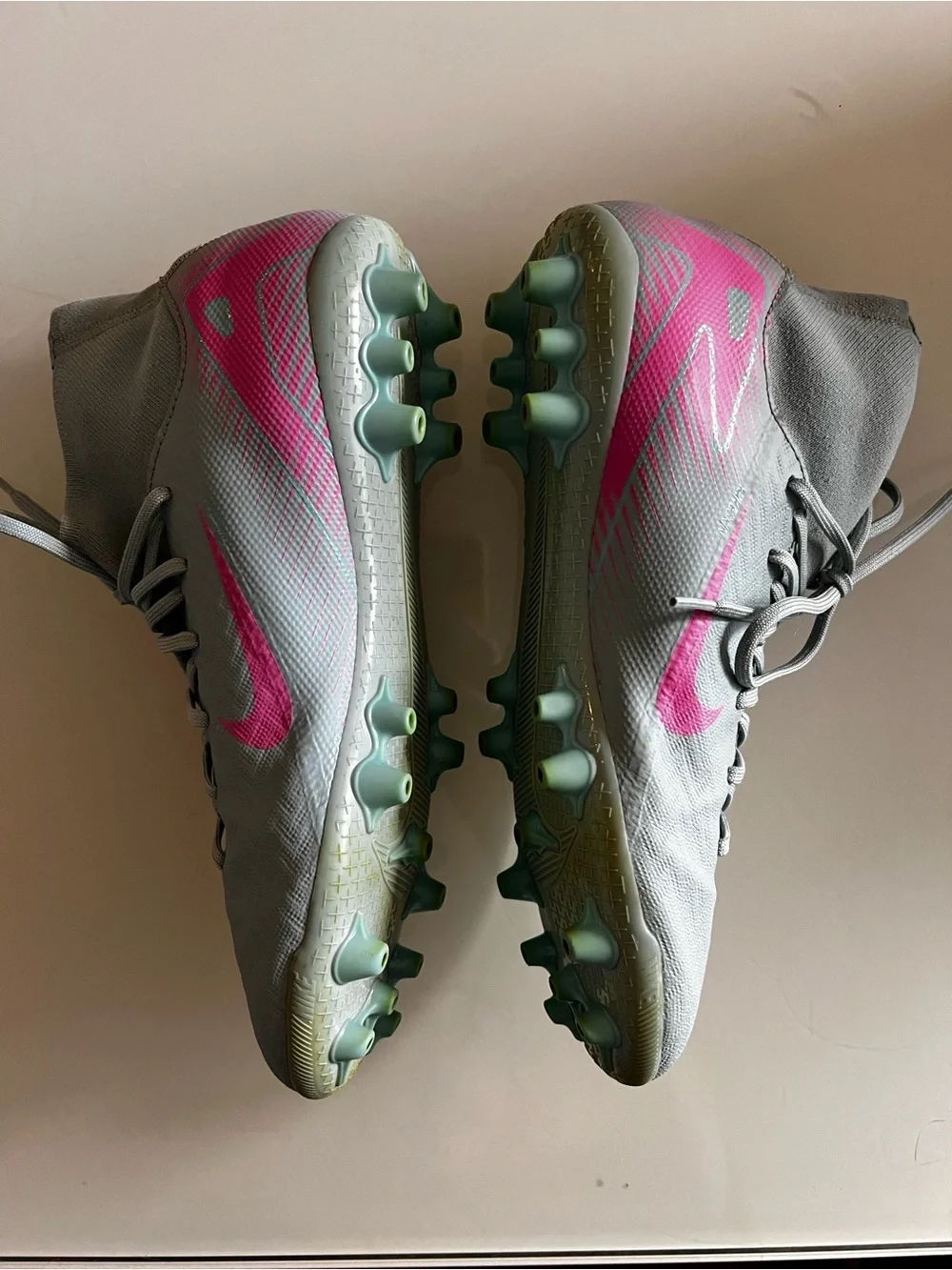 NIKE Zoom Mercurial Superfly 10 Academy AG Soccer Cleats Blue Pink - Picture 6 of 15